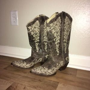 Corral lace and grey cowgirl boots